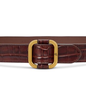 【未使用】Ralph Lauren ベルト made in USA Lauren Ralph Lauren Leather Slide-Buckle Croc-Embossed Belt