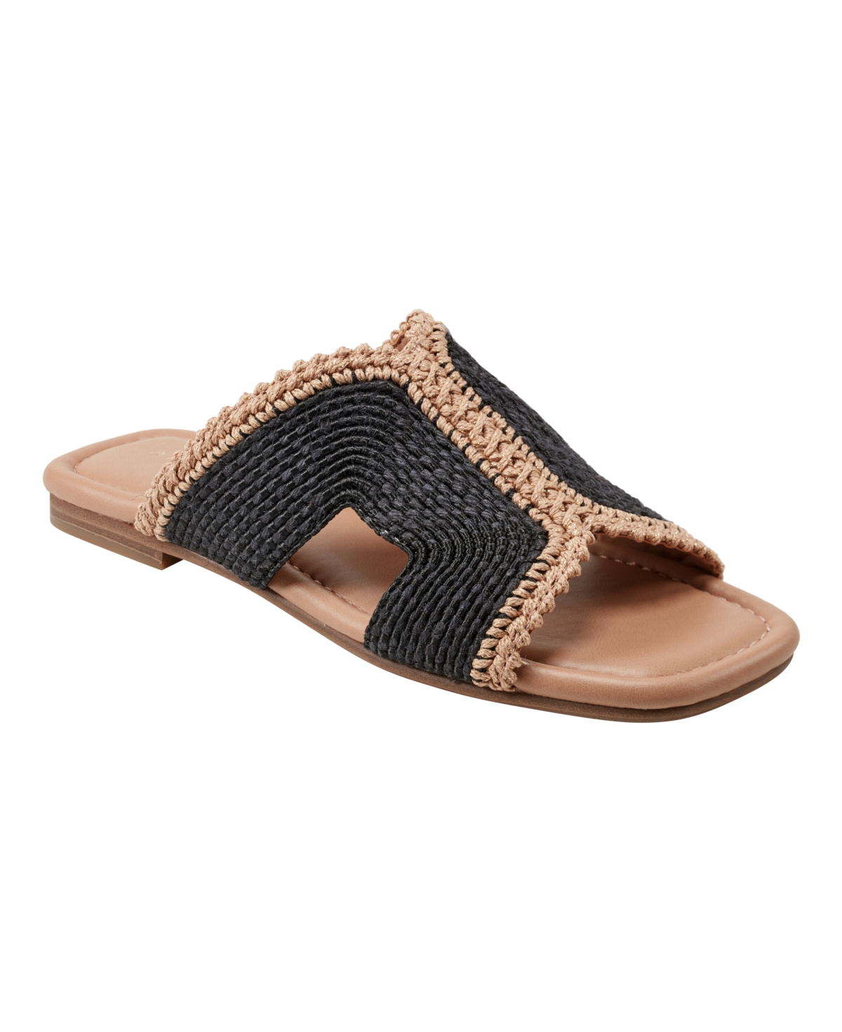Marc Fisher Ltd Women's Nashie Slip On Square Toe Flat Sandals -Natural