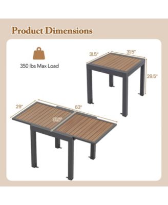 31.5-63 Inches Extendable Patio Table for 4-6 People