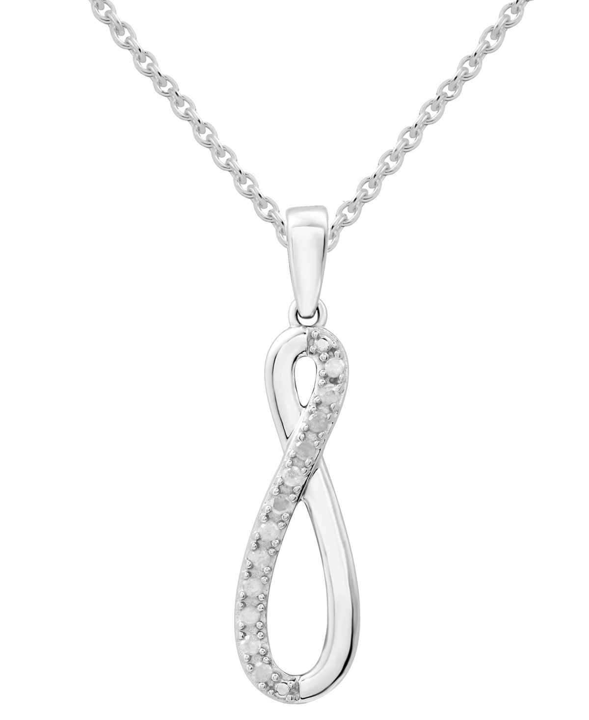 Macy's Diamond Infinity 18" Pendant Necklace (1/10 Ct. T.w.) In Sterling Silver In Sterling Silver