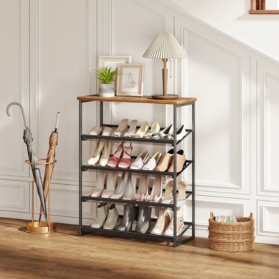 5-Tier Shoe Rack Free Standing Shoe Rack Organizer with Metal Mesh Shelves
