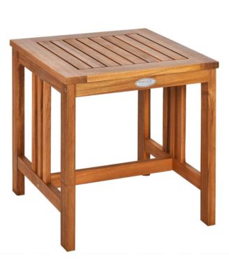 3 Pieces Acacia Wood Rocking Bistro Set with Coffee Table and Cushions for Lawn