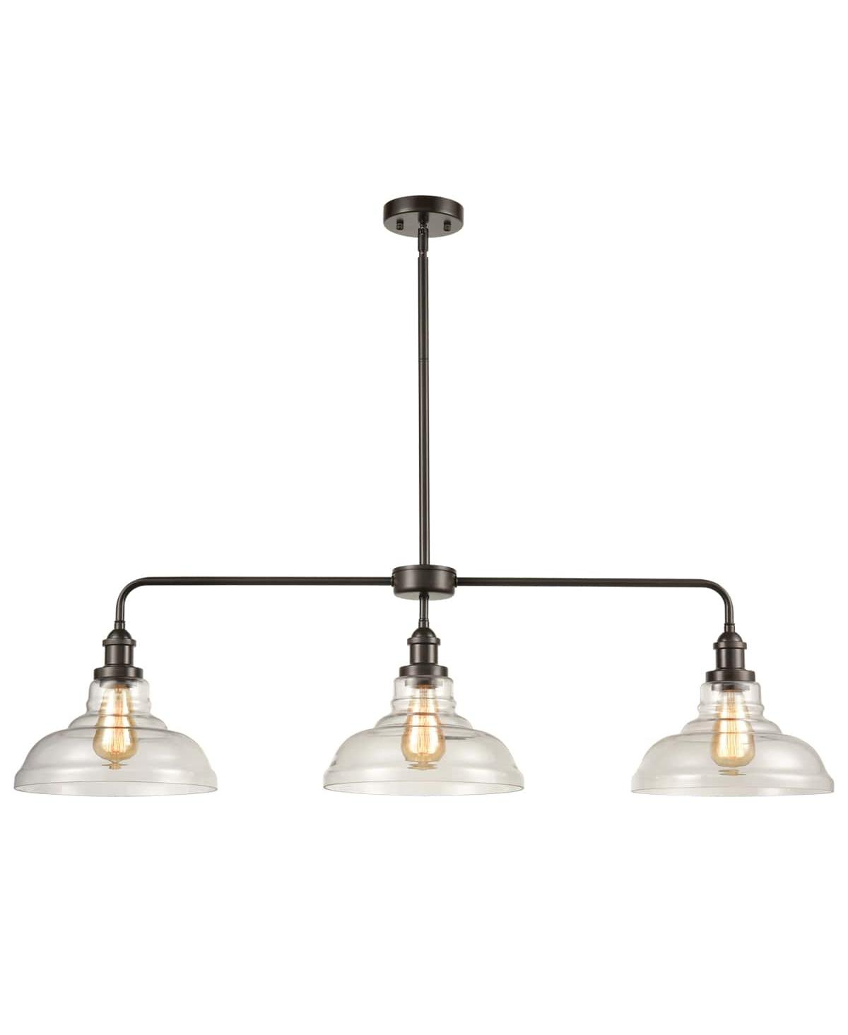 Moose Modern Bronze Island Chandelier with Clear Glass Shade - 3 Light - Oil-rubbed bronze