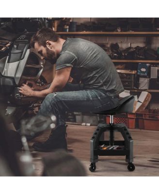 Rolling Seat Mechanic Stool Chair with Tool Tray 4 Universal Wheels for Factory