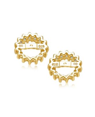 Removable CZ Halo Earring Jackets for Studs Gold Plated Sterling Silver