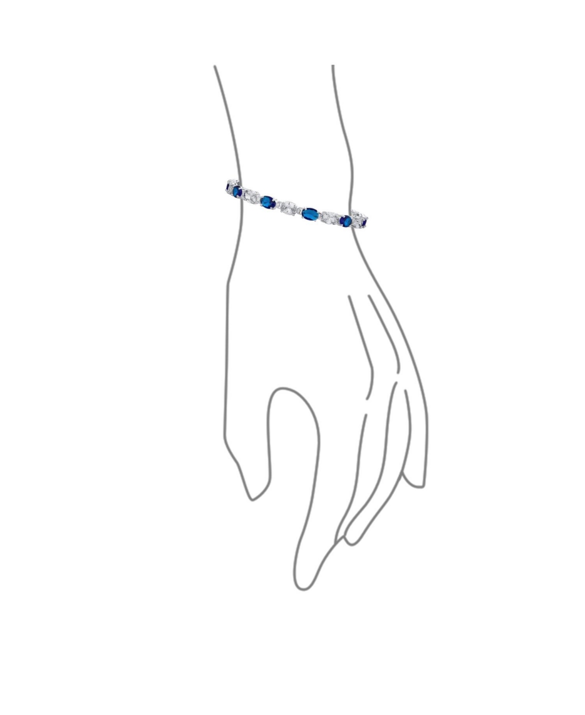 Bling Jewelry Jewelry Cubic Zirconia 7x5 Oval Shape Cz 20 Ctw Alternating ClearCz Tennis Bracelet For Women - Blue