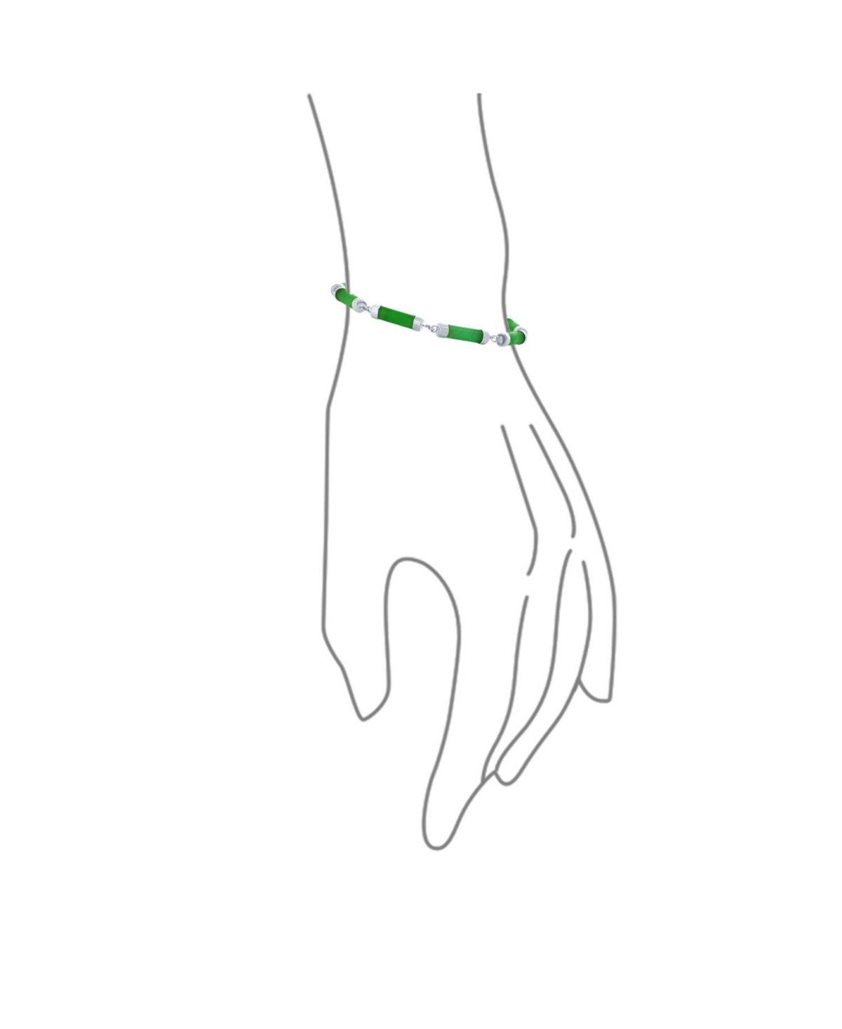 Bling Jewelry Asian Style Light Green Natural Jade Strand Tube Bar Link Ankle Anklet Bracelet For Women Sterling Silver