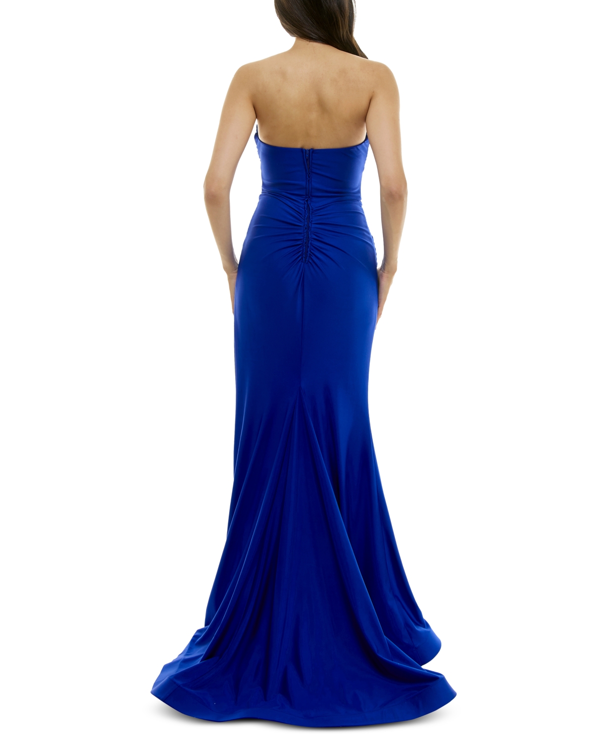 B Darlin Juniors' Strapless Corset High-Slit Evening Gown