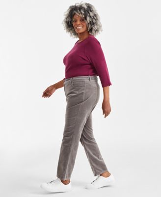 Plus Size High-Rise Straight-Leg Corduroy Pants, Macy's Exclusive