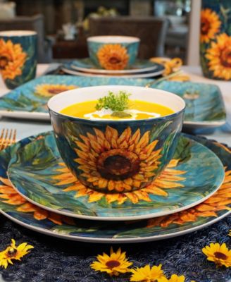 Golden Sunflowers 16 Pc. Dinnerware Set, Service for 4