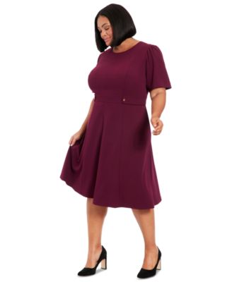 Plus Size Fit & Flare Scuba Crepe Midi Dress