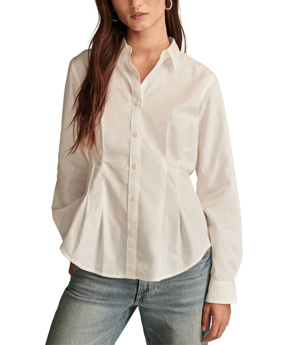 Lucky Brand Women's Linen Prep Button-front Shirt In Bright White
