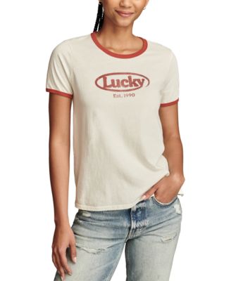 Lucky Brand - Women's Y2K Logo Ringer T-Shirt