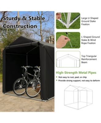 7 x 5.2FT Storage Shelter Outdoor Bike Tent with Waterproof Cover and Zipper Door-Gray