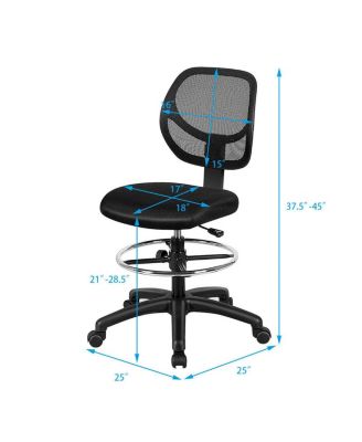 1Pc Adjustable Height Mid-Back Mesh Drafting Chair with Footrest – Ergonomic Swivel Office Chair