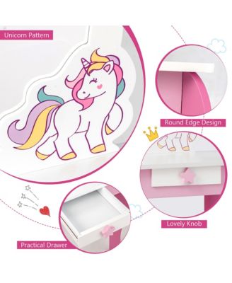 Kids Vanity Makeup Dressing Table Chair Set Wooden