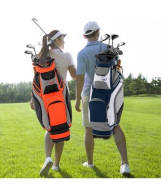 10.5 Inch Golf Stand Bag with 14 Way Dividers and 7 Zippered Pockets-Navy