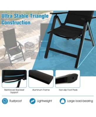 Outdoor Dining Chair with Soft Padded Seat and 7-Position Adjustable Backrest