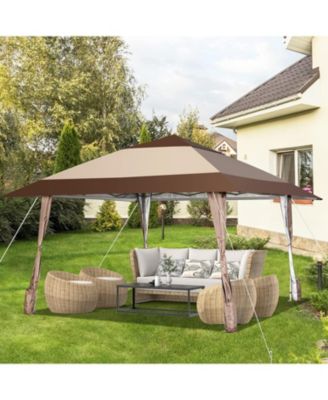 13 x 13 Feet Pop-Up Patio Gazebo with Wheels-Coffee