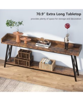 70.87 inch Extra Long Console Table Behind Couch, Rustic Industrial Sofa Table for Living Room, Narrow Entryway Hallway Long Bar Table