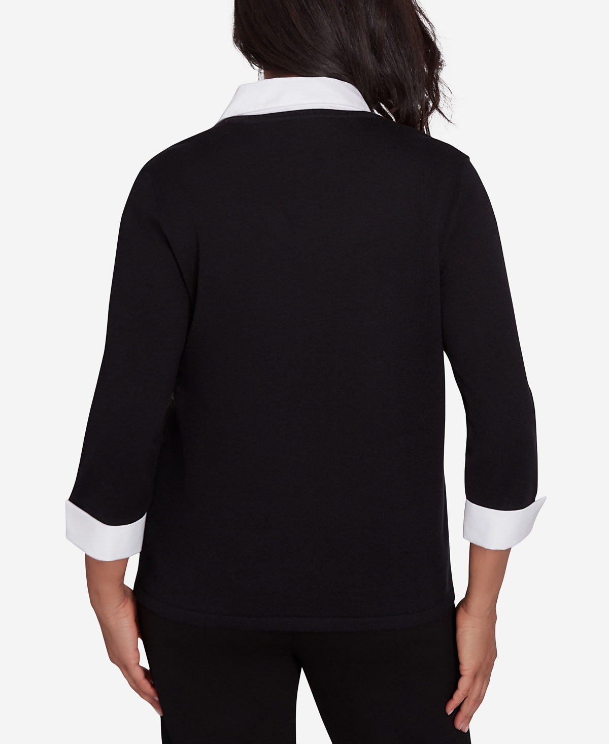 Alfred Dunner Petite Rue Rivoli Beaded Embroidered Cozy Two in One Top
