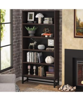 70.8” 5-Tier Wood & Metal Heavy Duty Free-Standing Bookshelf – Storage Shelving Unit for Living Room, Bedroom, Office