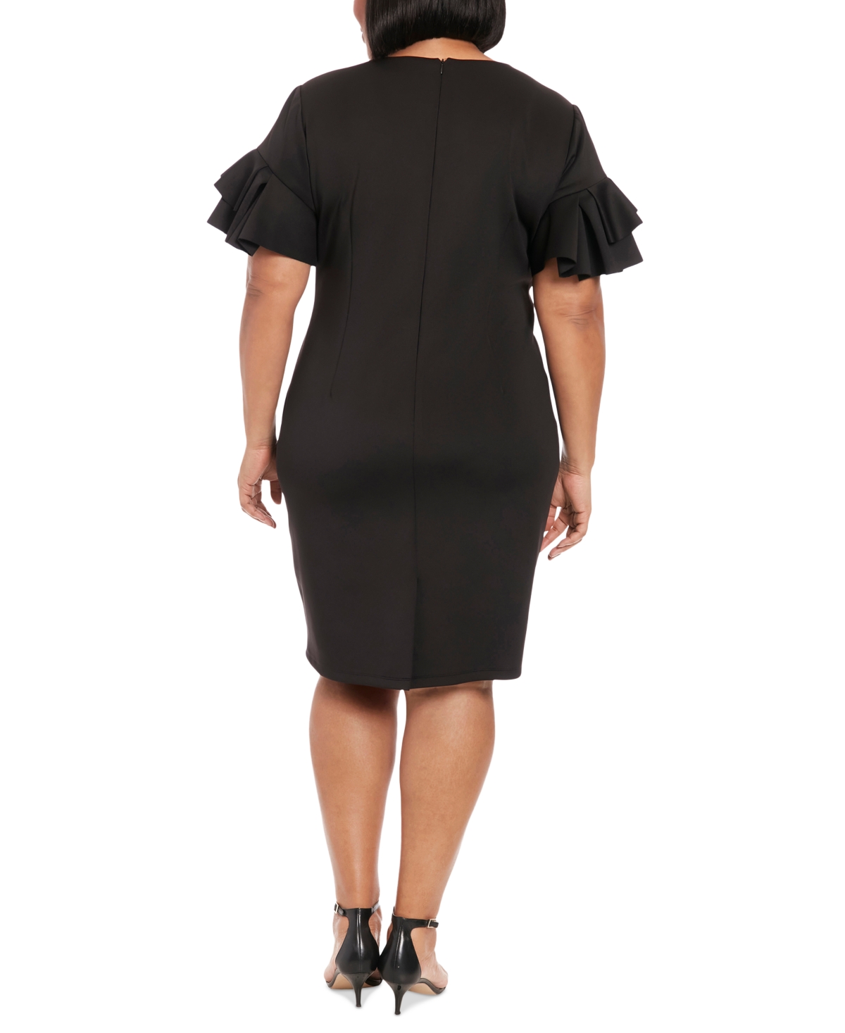 London Times Plus Size Ruffled-Sleeve Shift Dress