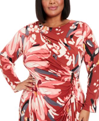 Plus Size Hardware-Trim Side-Ruched Dress