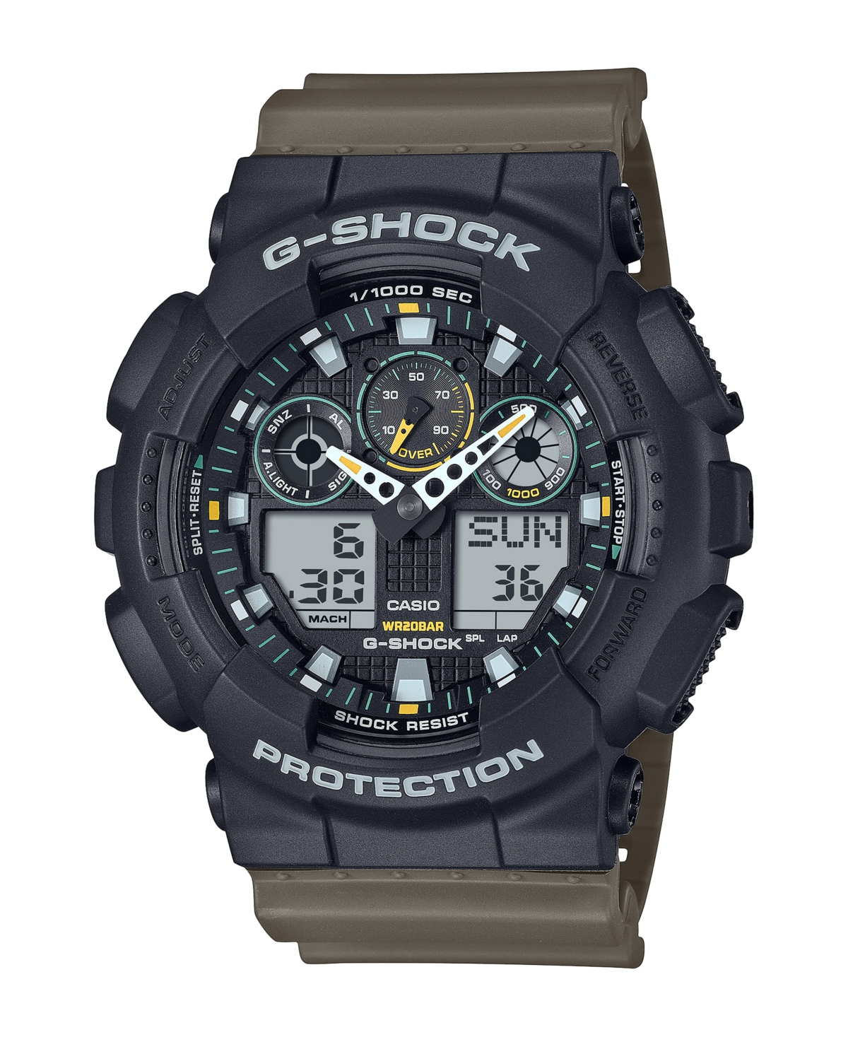 G-SHOCK MEN'S JAPANESE QUARTZ BLACK RESIN WATCH, 51.2MM, GA100TU-1A3 