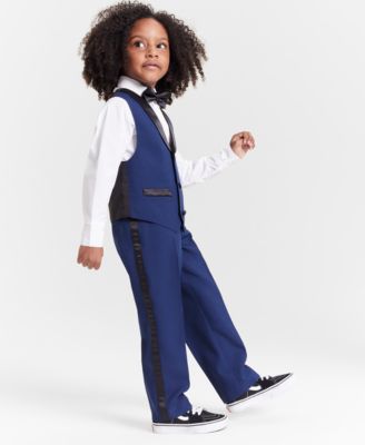 Toddler and Little Boys Tuxedo Vest 4-Piece Set