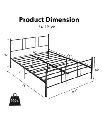 Full Size Steel Platform Bed Frame Headboard Heavy-Duty Mattress Foundation