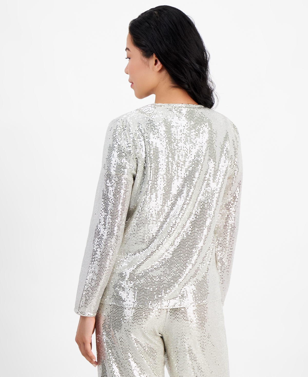 Shop Ak Anne Klein Petite Shine Dot Jacket In Light Latte Shine