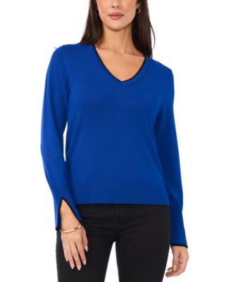 Sam & Jess - Women's V-Neck Split-Cuff Long-Sleeve Sweater