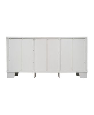 Samson Three-Drawer Engineered Wood Buffet Sideboard Cabinet With Three Tempered Glass Cabinet Doors For Dining Room/Kitchen