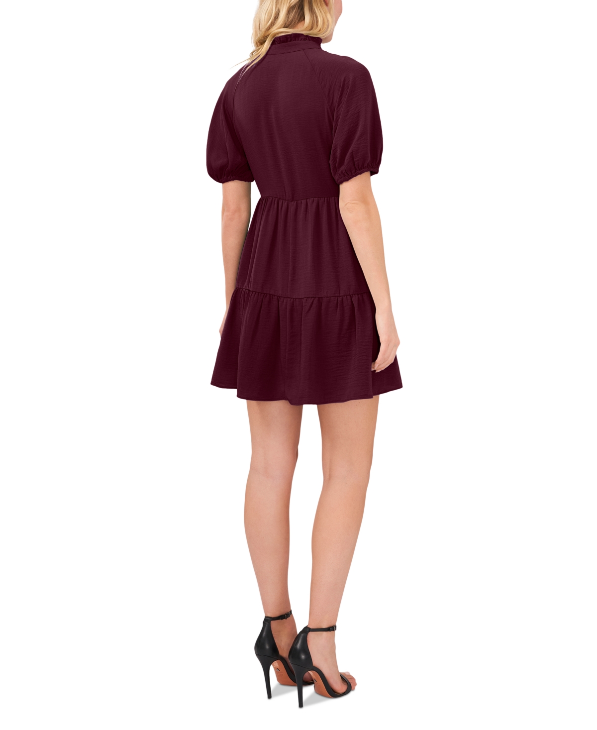 CeCe Women's Short Sleeve Tiered V-Neck Baby Doll Dress