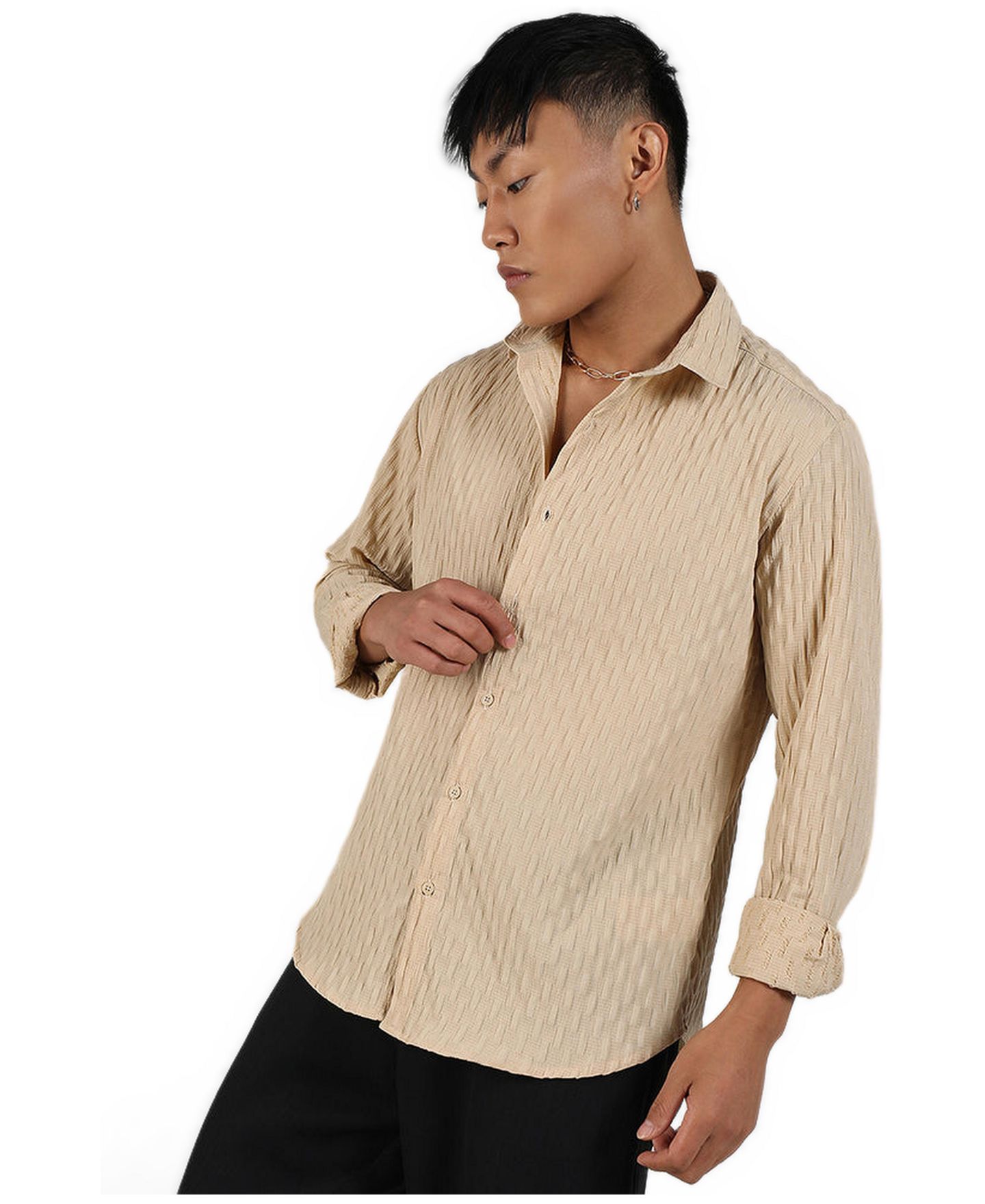 Мужская рубашка Cahoot Campus Sutra Butter Yellow Crinkled-Weave, цвет: Жёлтый — фото 4