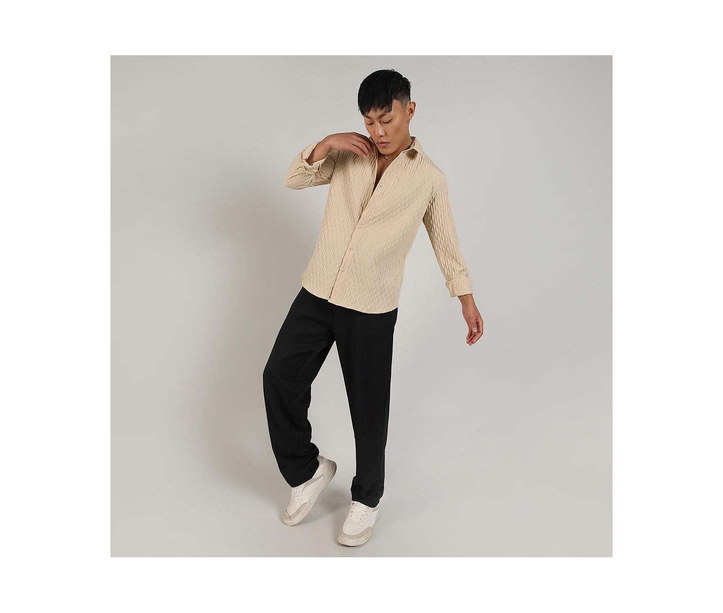 Мужская рубашка Cahoot Campus Sutra Butter Yellow Crinkled-Weave, цвет: Жёлтый — фото 6