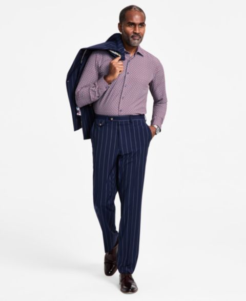 Мужские брюки Tayion Collection Regular-Fit Pinstripe Suit, цвет: Синий