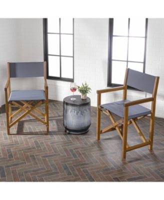 Cukor Classic Vintage Outdoor Acacia Wood Folding Director Chair with Canvas Seat  (Set of 2)