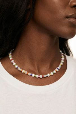 18K Gold Plated & Freshwater Pearls Amber Rainbow Pearls Necklace - Freshwater Pearls. Gold
