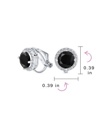 Classic 2CT Round CZ Cubic Zirconia Solitaire Halo Clip On Stud Earrings Non Pierced 7MM