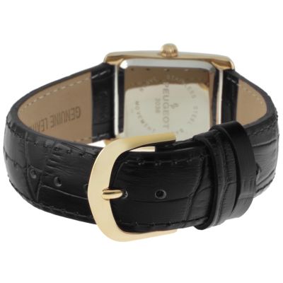Women's Tank Watch Roman Dial Black Leather Strap