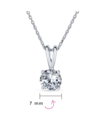 1.5CTW CZ Solitaire Round Clear Cubic Zirconia Pendant Necklace s Sterling Silver