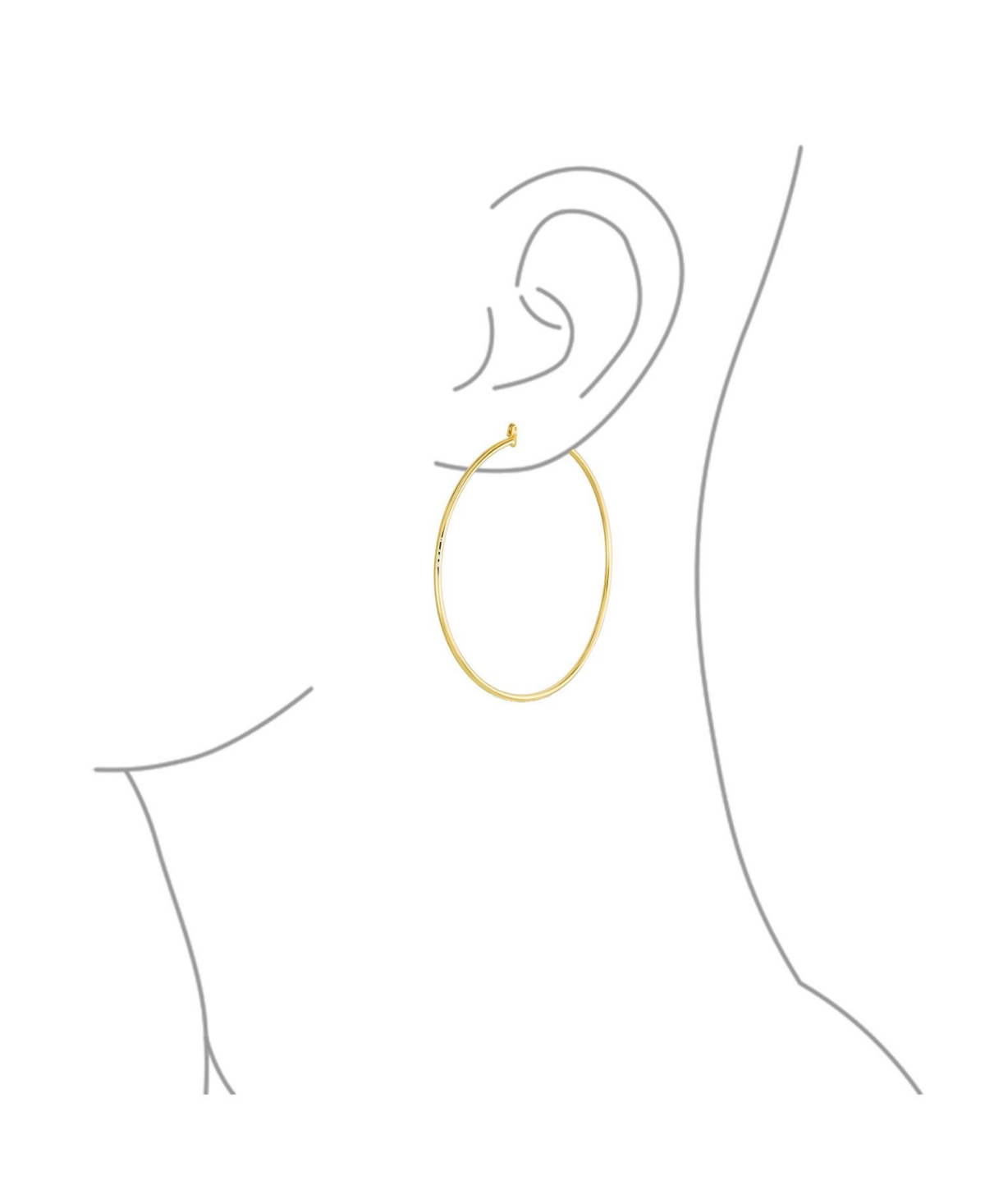 Bling Jewelry Minimalist Lightweight Round Thin Tube Big Hoop Earrings For Women Yellow Gold Plated Brass 2.5 Inch Diameter - Gold-tone
