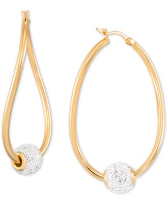 Macy's - Crystal Ball Figure Eight Medium Hoop Earrings in 14k Gold-Plated Sterling Silver