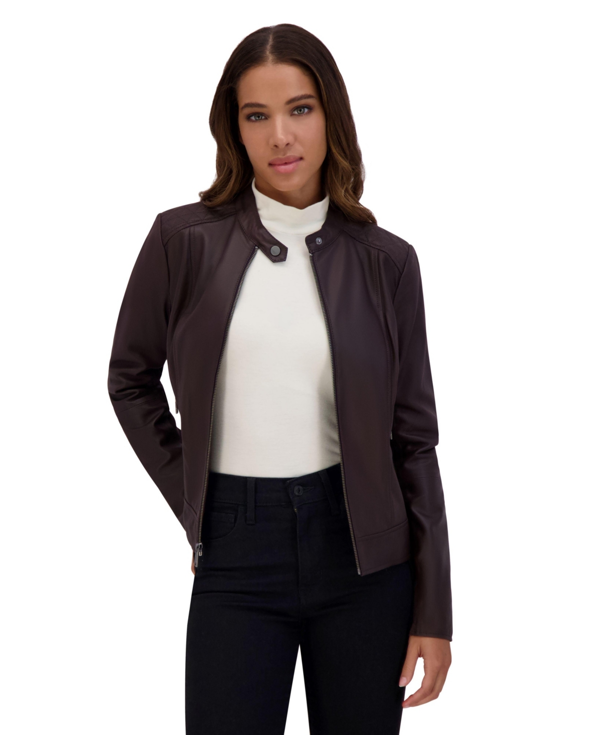 Glenbrook Lightweight Women's Leather Racer Jacket
