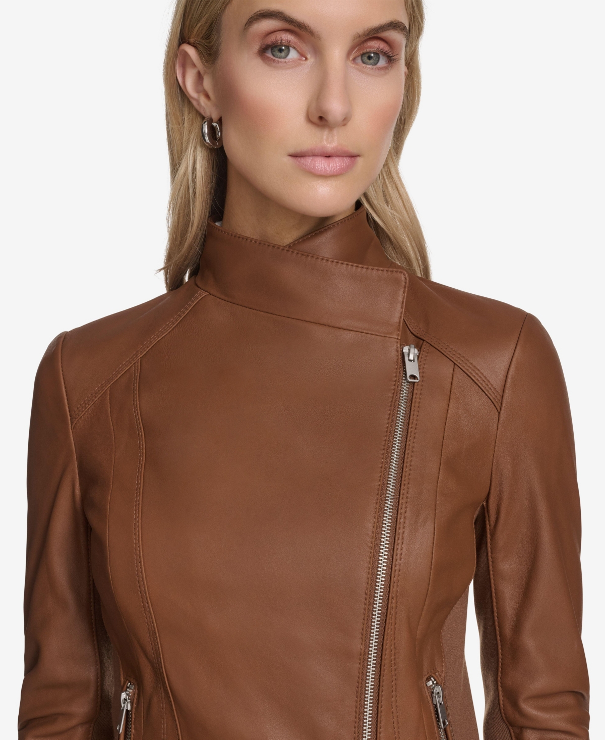 Andrew Marc Women's Felix Asymmetrical Moto Jacket With Wing Collar
