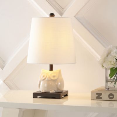 Justina 16" Ceramic Mini LED Table Lamp, Antique White