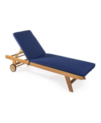 Mallorca Modern Classic Adjustable Acacia Wood Chaise Outdoor Lounge Chair with Cushion & Wheels