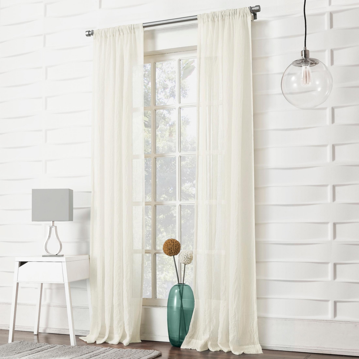 Silvia Crushed Texture Semi-Sheer Rod Pocket Curtain Panel